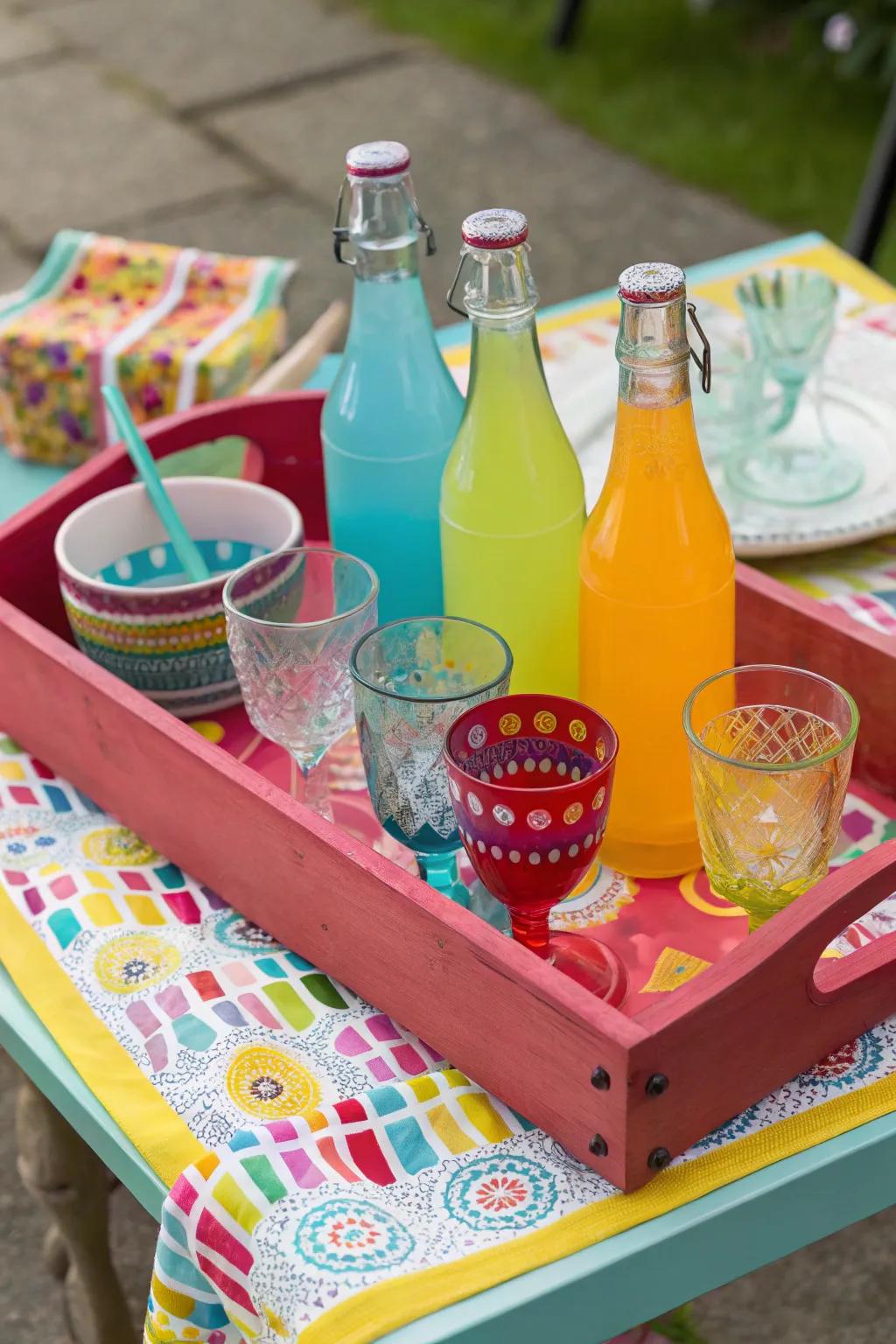 Infuse whimsy with a colorful, playful tray setup.