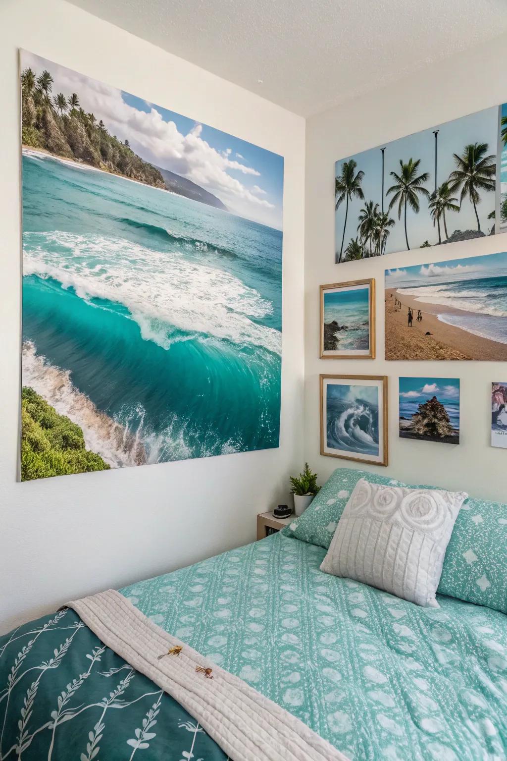 Coastal artwork adds a personal touch to your beachy space.