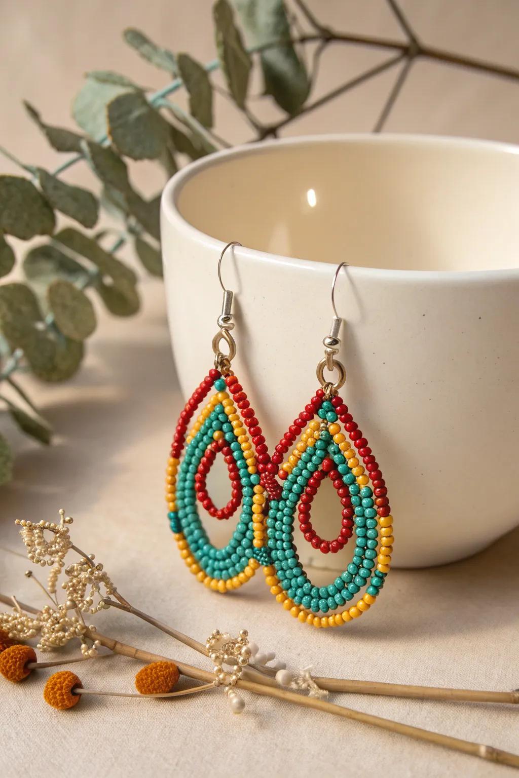Brighten your day with a pop of color! These vibrant beaded earrings are perfect for making a bold statement. #ColorPop #BohoChic