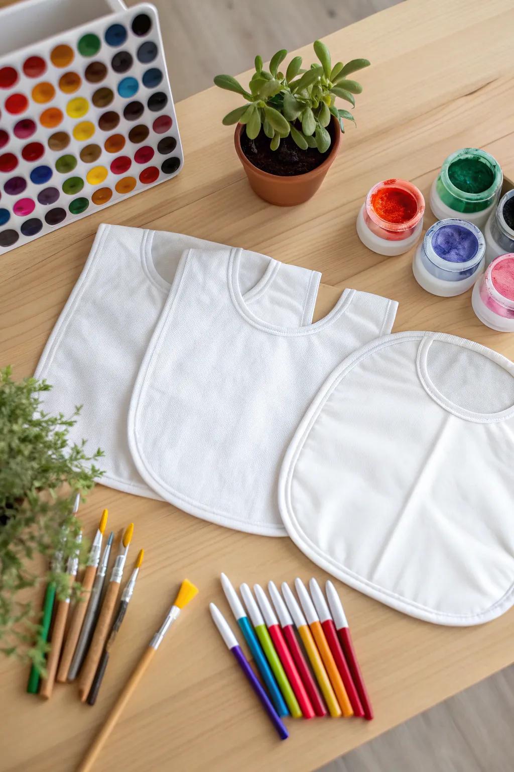 Unleash creativity with a minimalist touch: Your perfect bib decorating station awaits!
