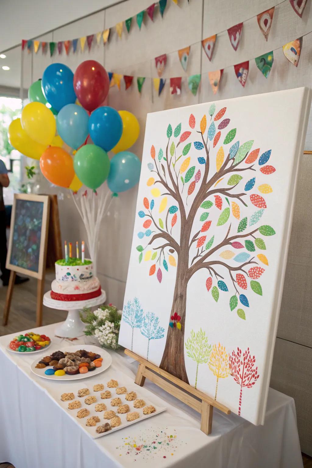 Turn thumbprints into art with a tree guest book.