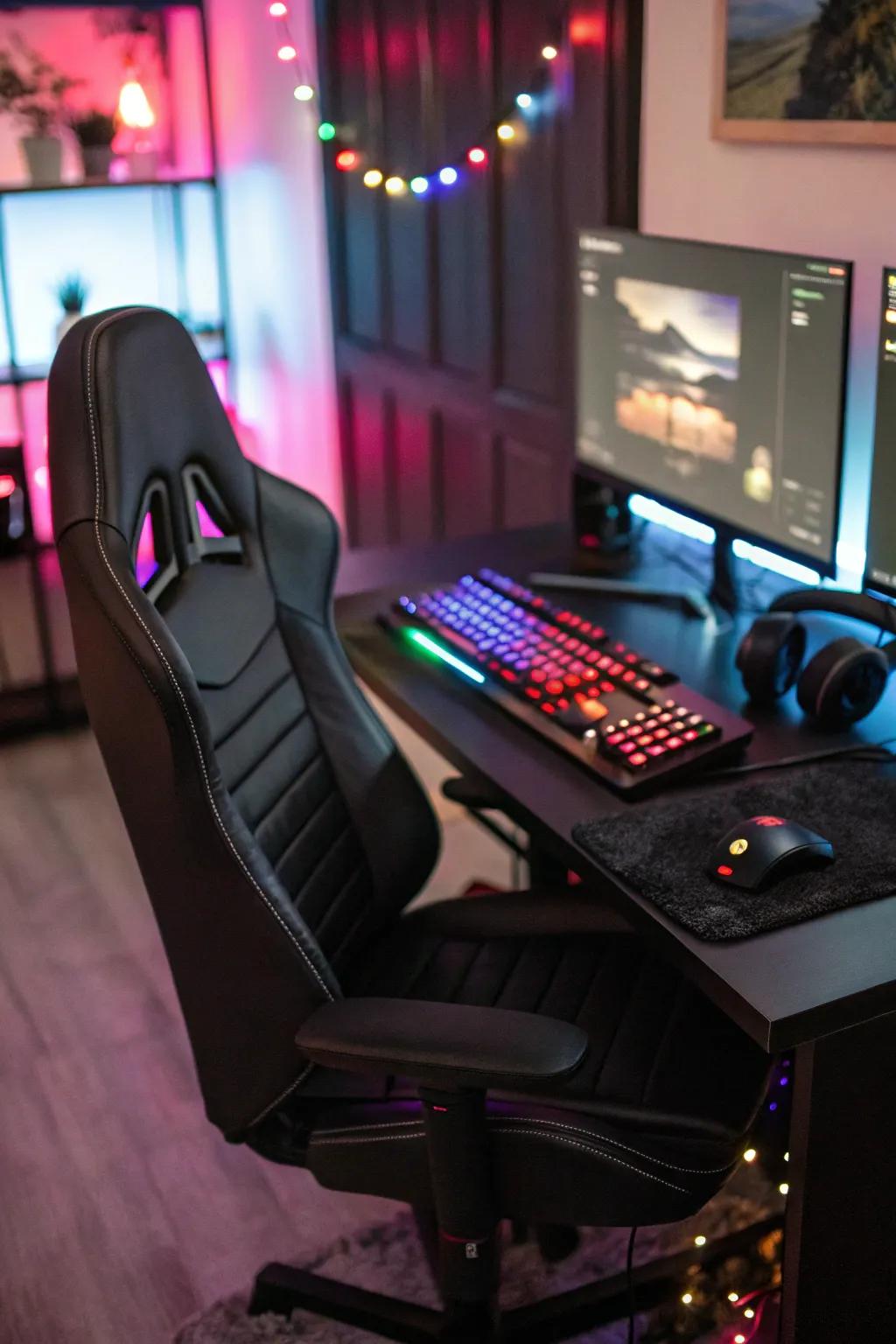 RGB lighting adds an immersive and cozy feel to your gaming space.