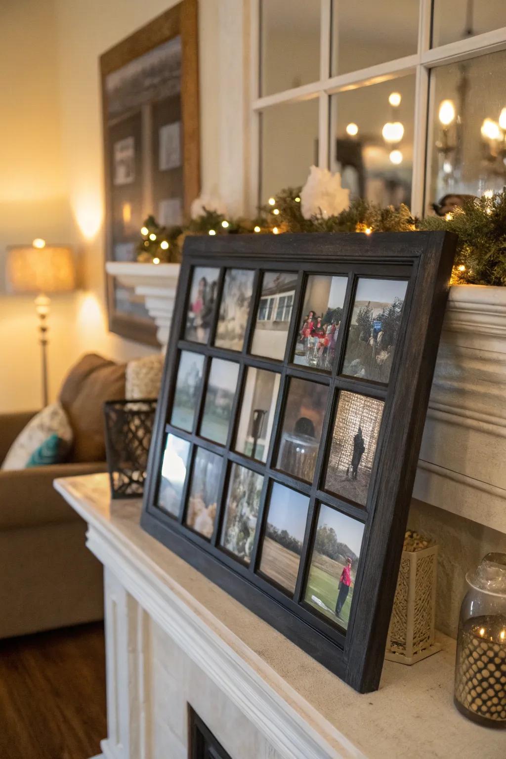 A charming multi-window collage frame telling a story through photos.