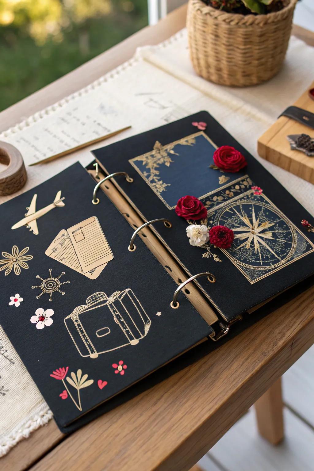 Craft your journey: A minimalist scrapbook page that tells your travel tales with elegance and flair.