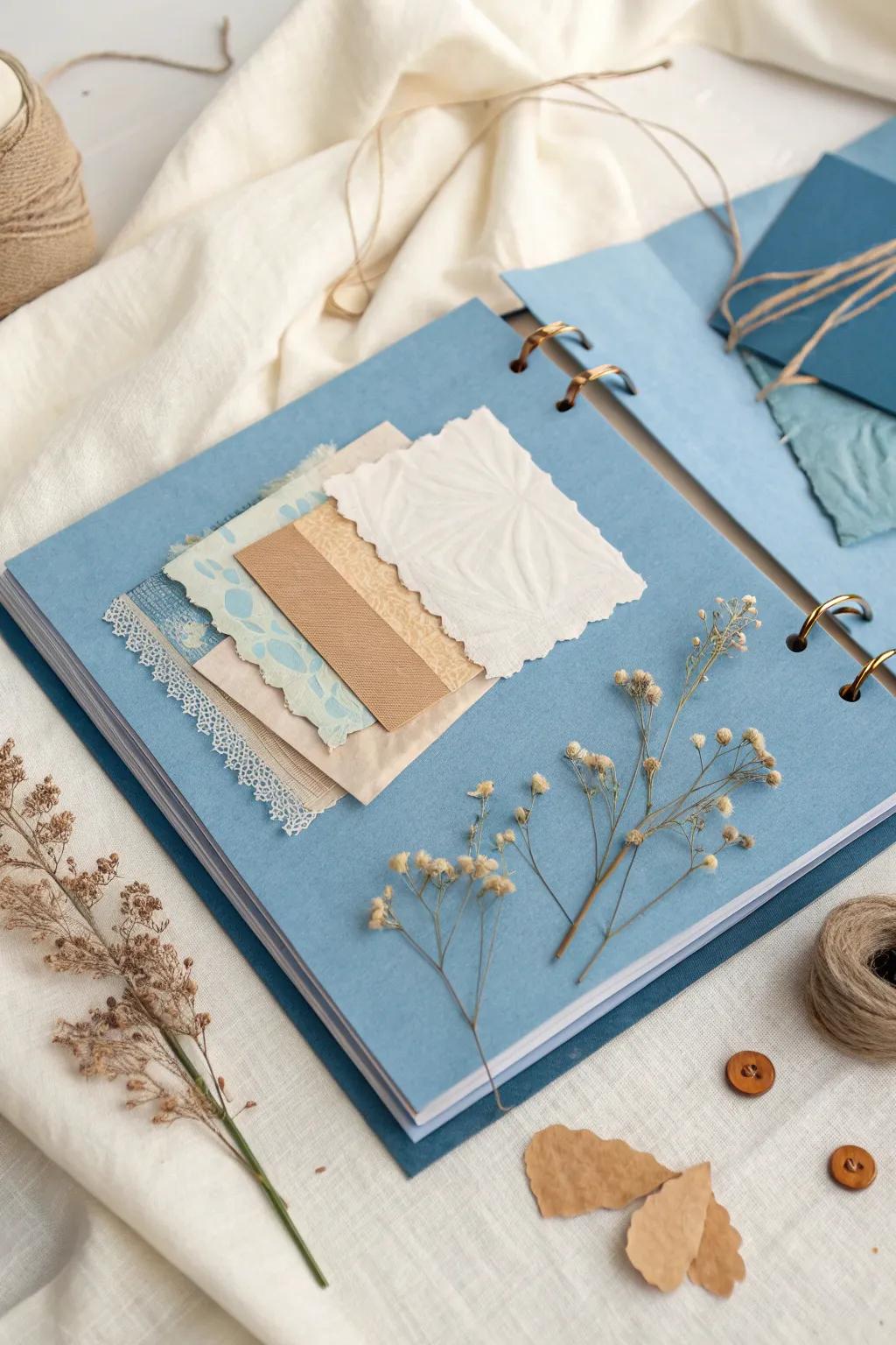 Elevate your scrapbook with layered textures for a dreamy, artistic touch.