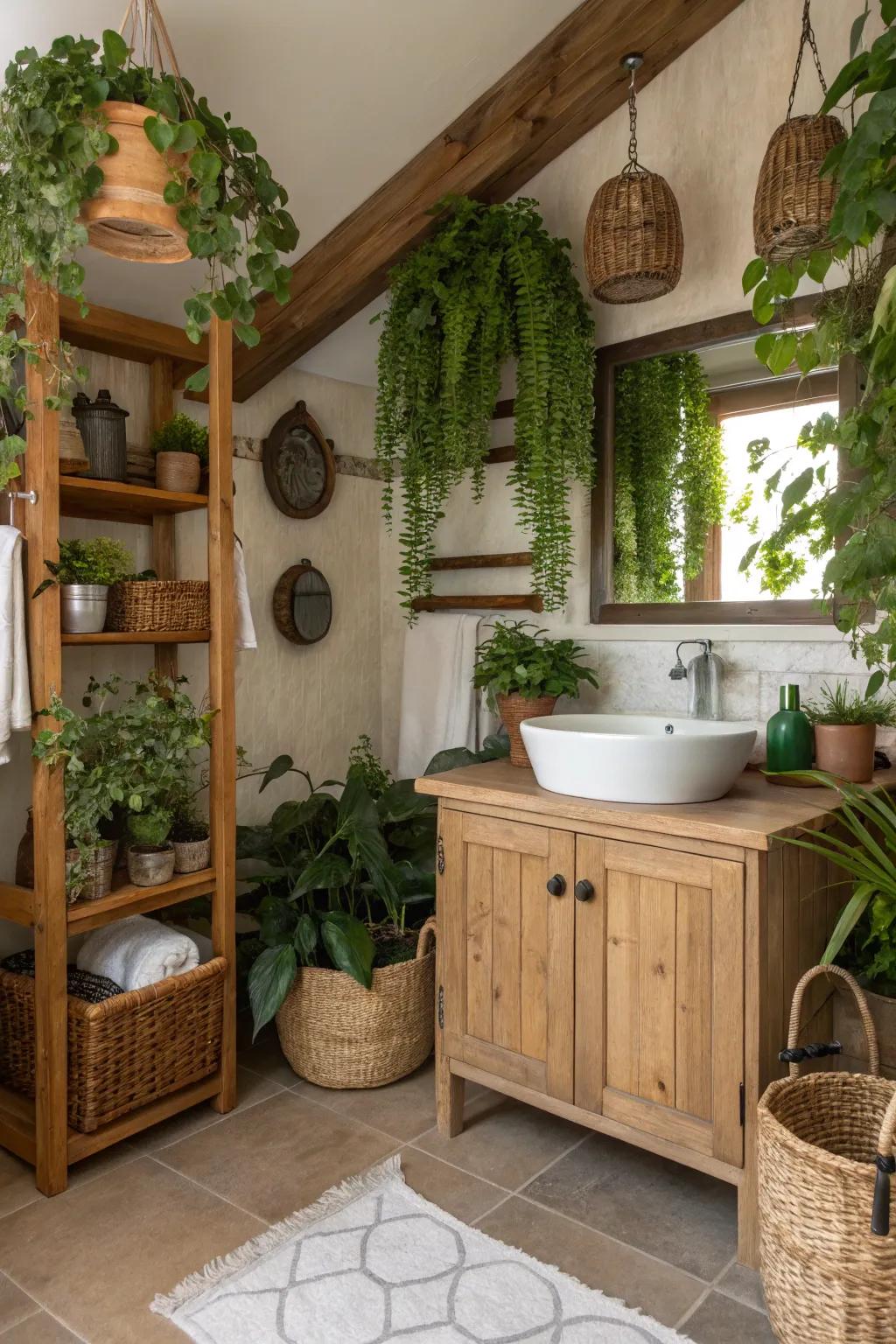 Greenery adds a fresh, calming touch to your bathroom.