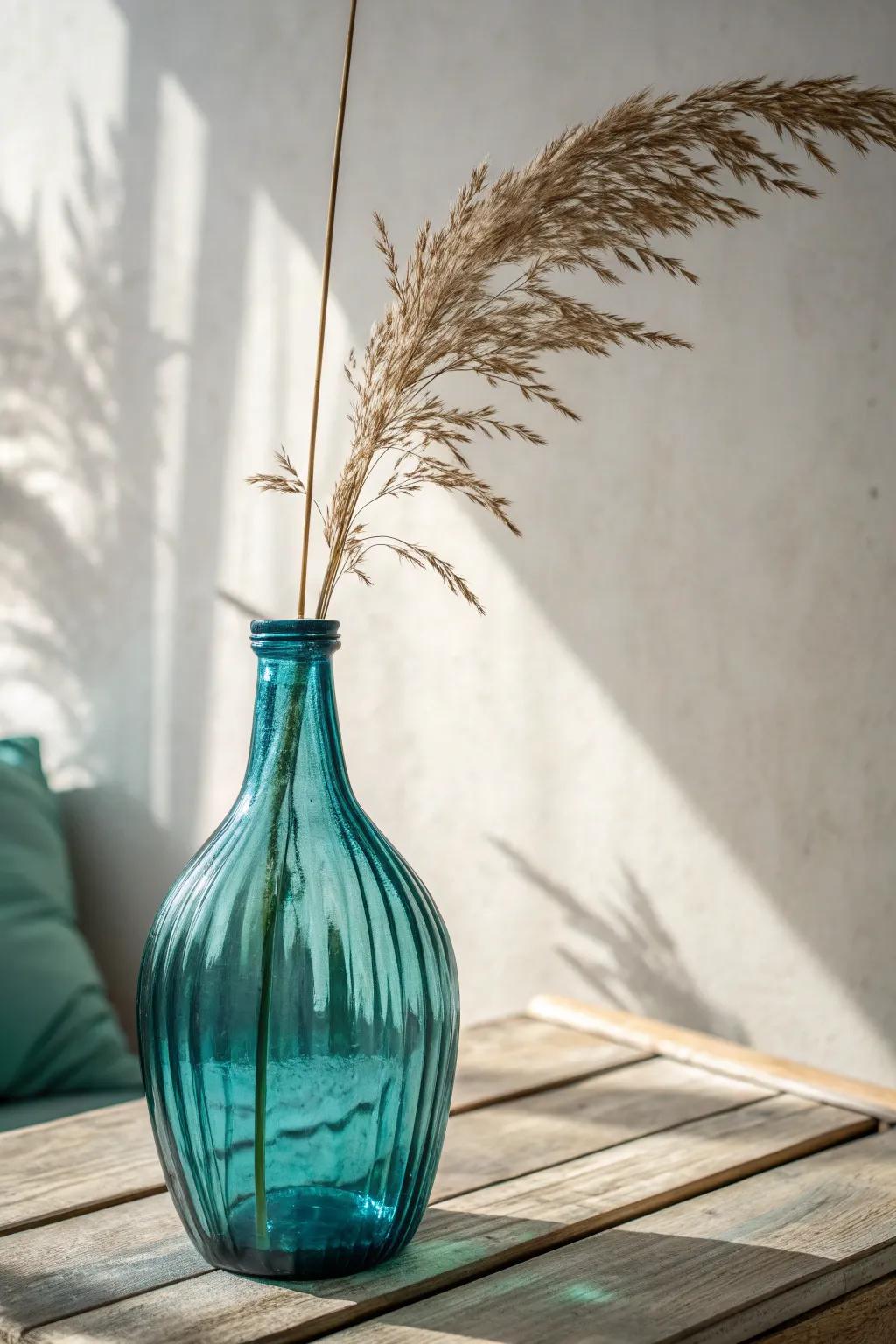Transform your space with a touch of color and simplicity – a bottle vase that speaks volumes in style.