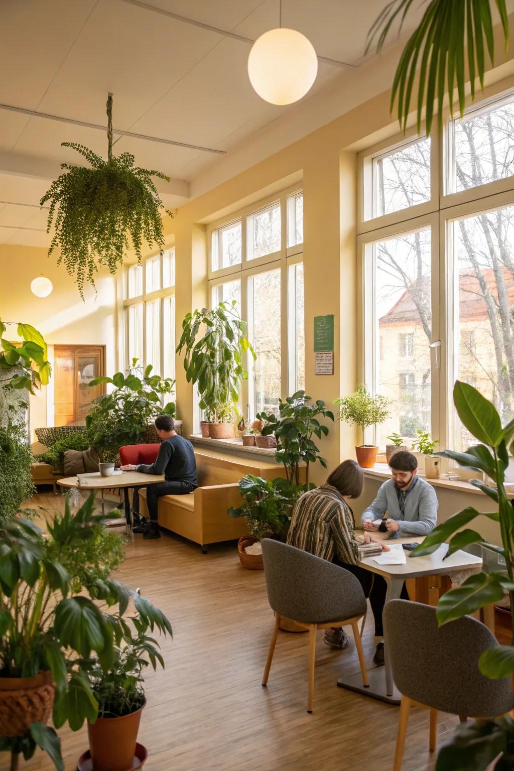 Plants bring vitality and freshness to your break room.