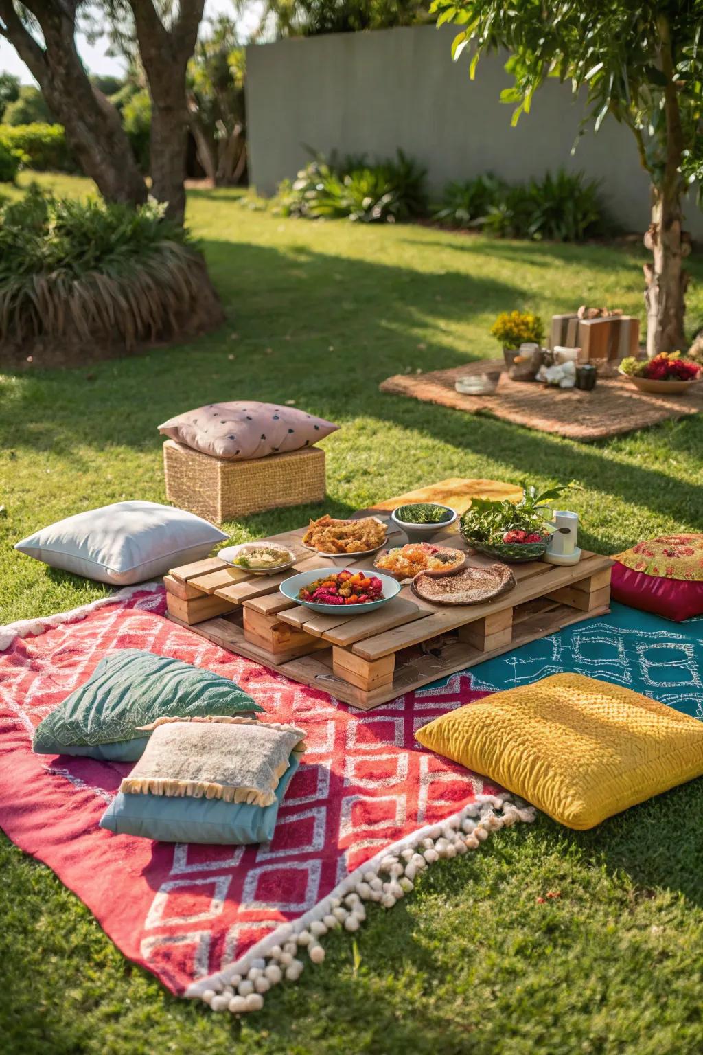 A picturesque outdoor picnic, perfect for a bridal celebration.