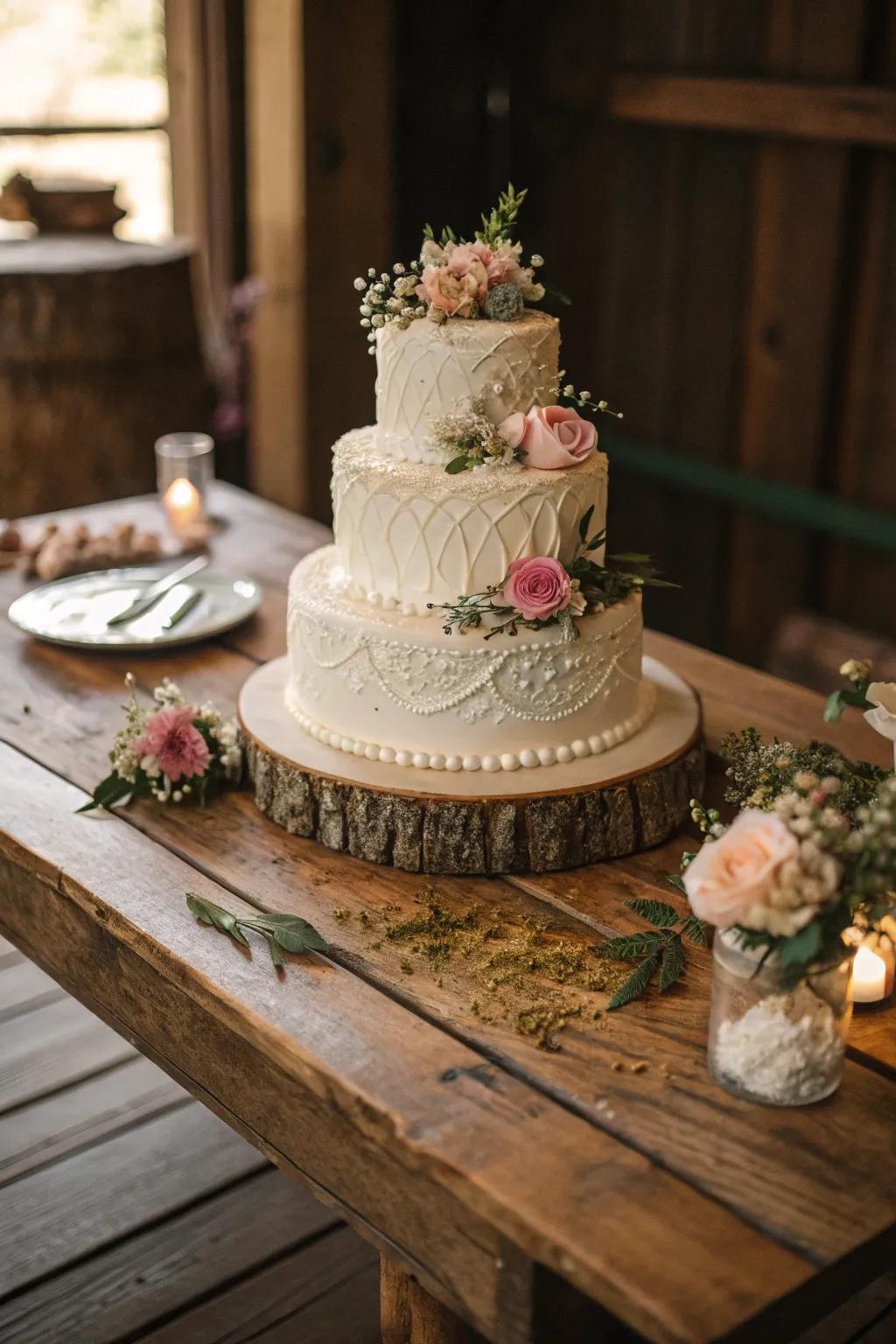 A homemade cake can be a delicious and personal wedding centerpiece.