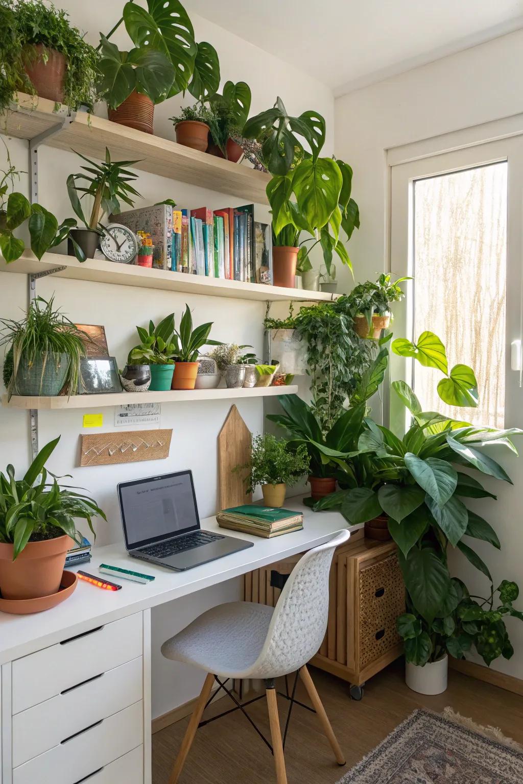 Plants can refresh your office space and improve air quality.