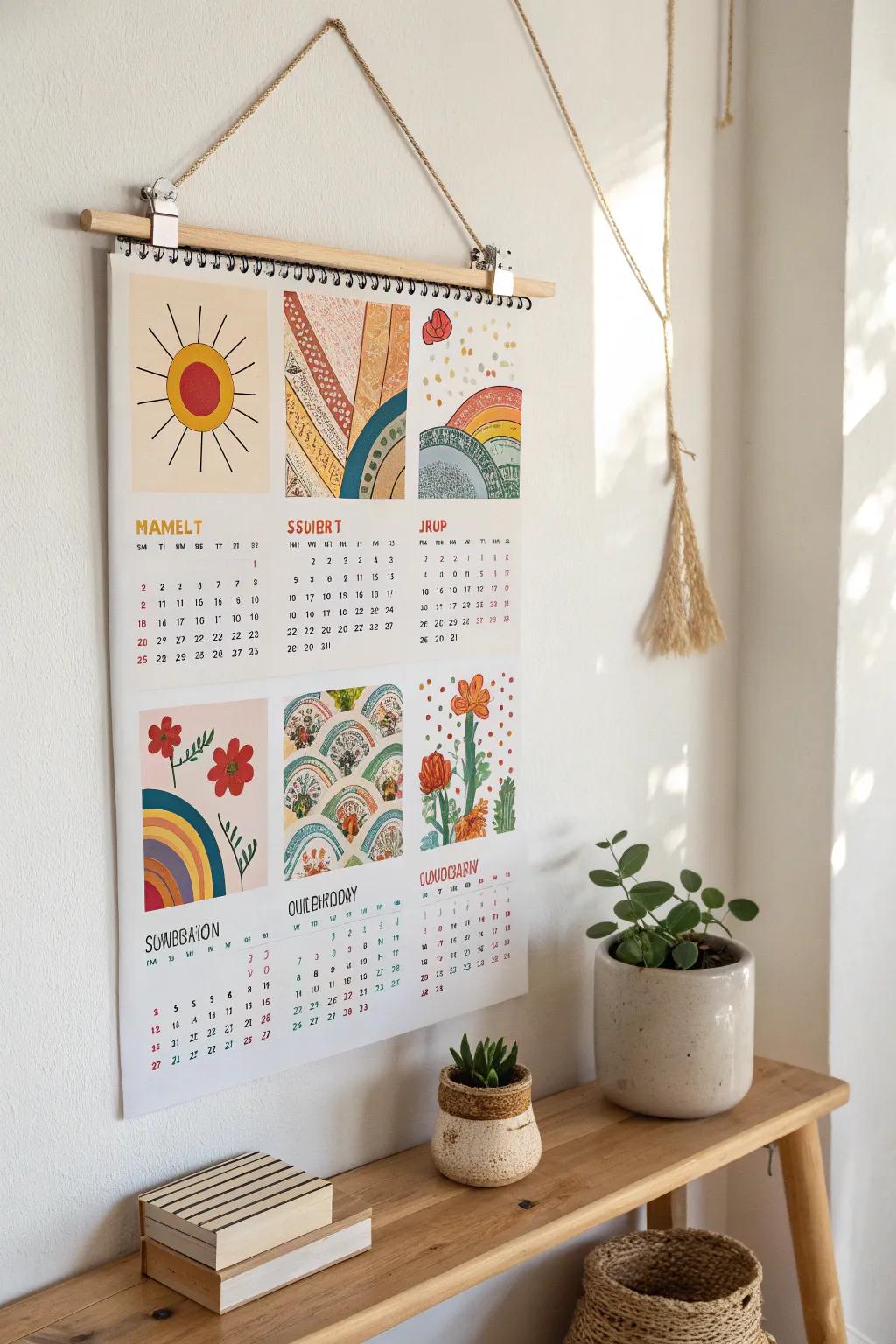 Transform your child's art into a masterpiece calendar that adds a splash of color and creativity to your minimalist space!