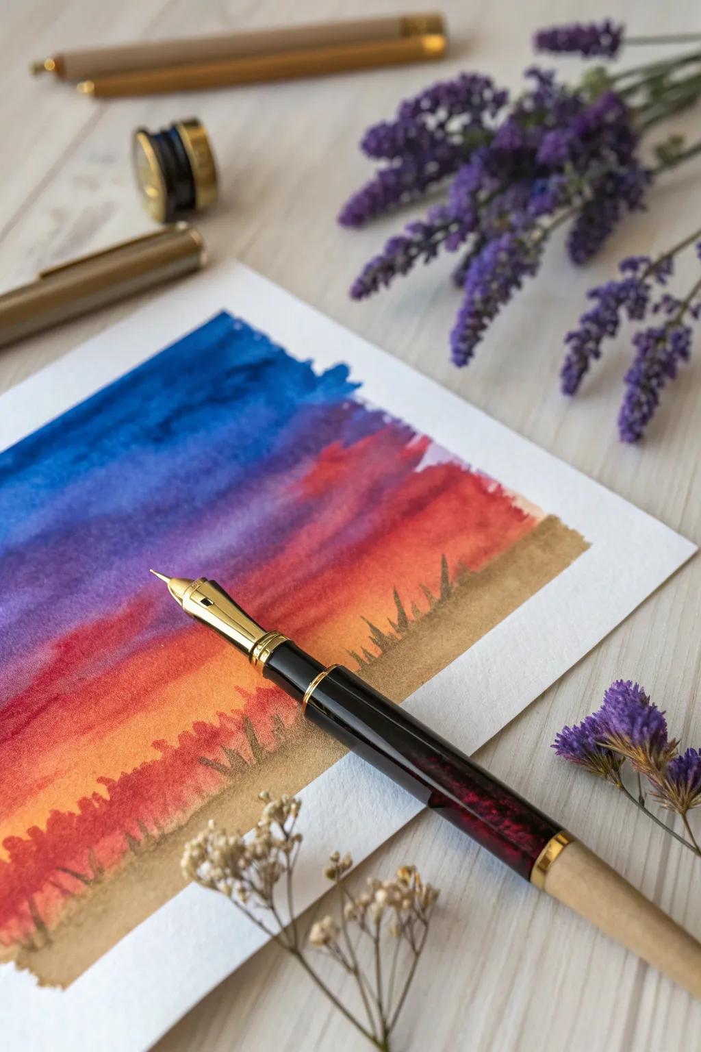 Infuse your space with creativity: vibrant watercolor calligraphy ready to inspire.