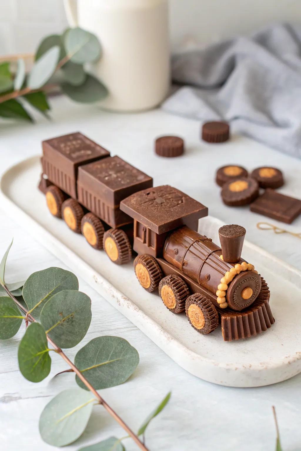 Indulge in the Chocolate Lover's Locomotive: a sweet journey of rich flavors and minimalist beauty.