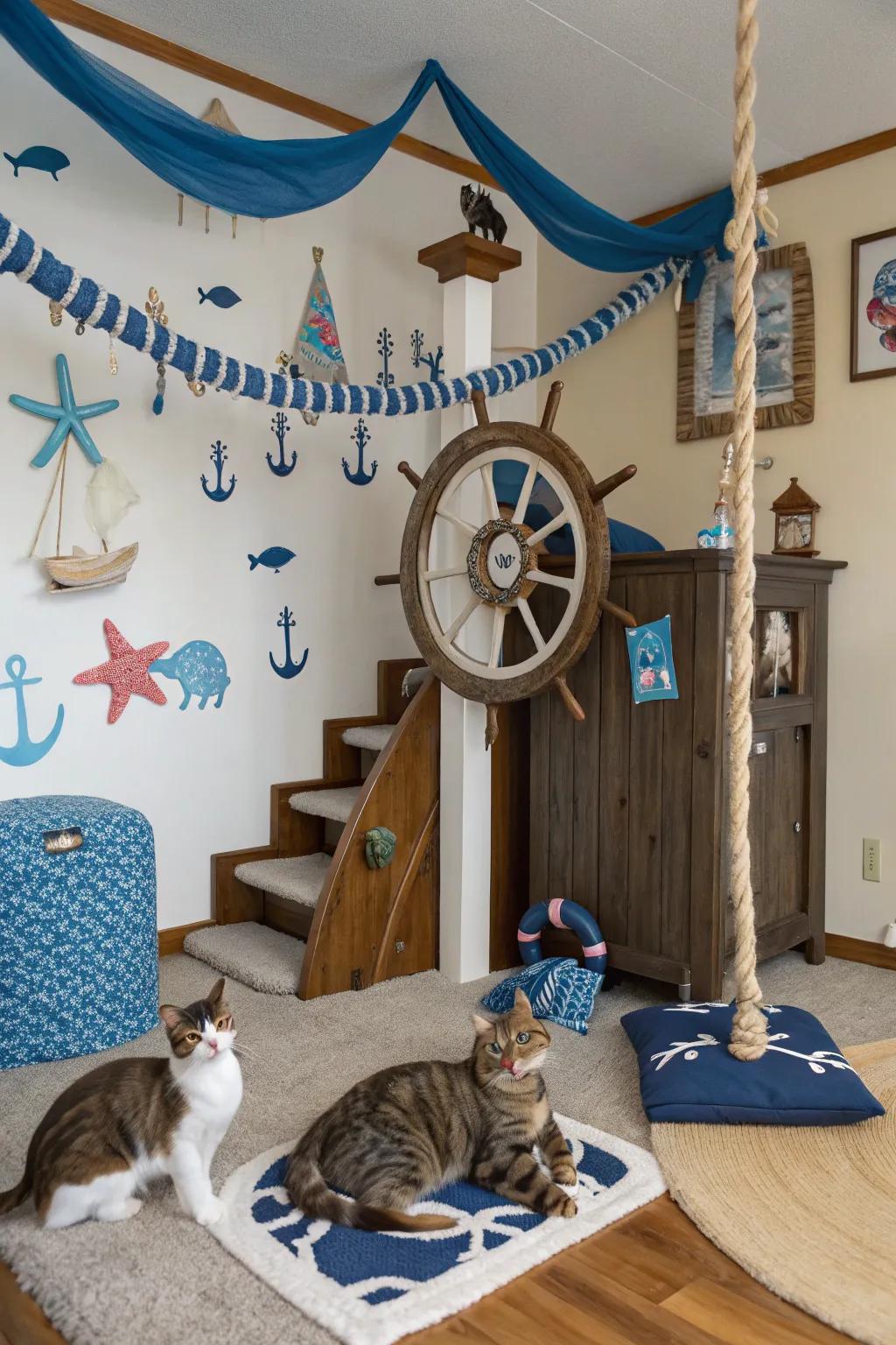 Immerse your cat in a themed adventure with a thoughtfully designed room.