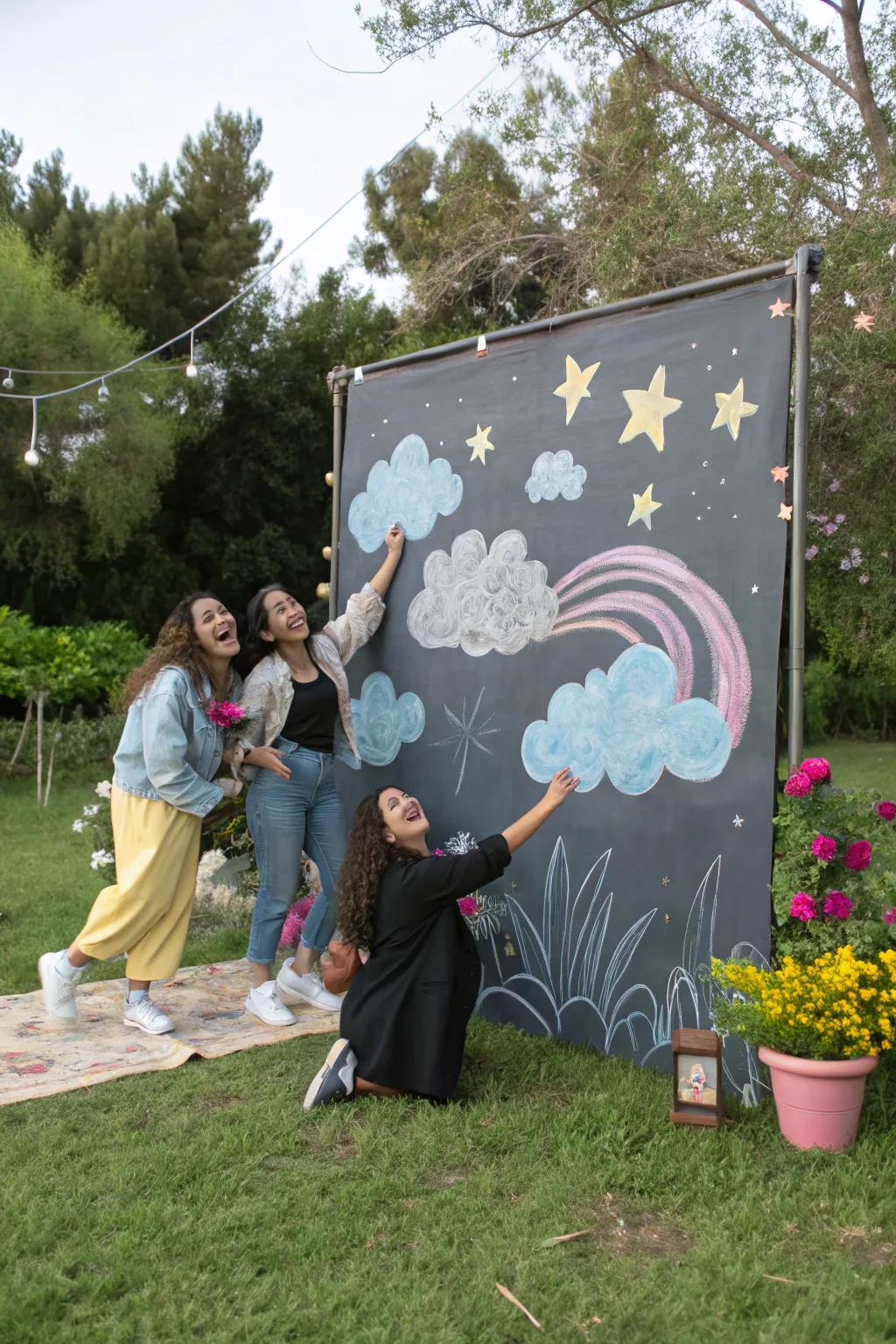 Chalk art backdrops make for memorable photo sessions.