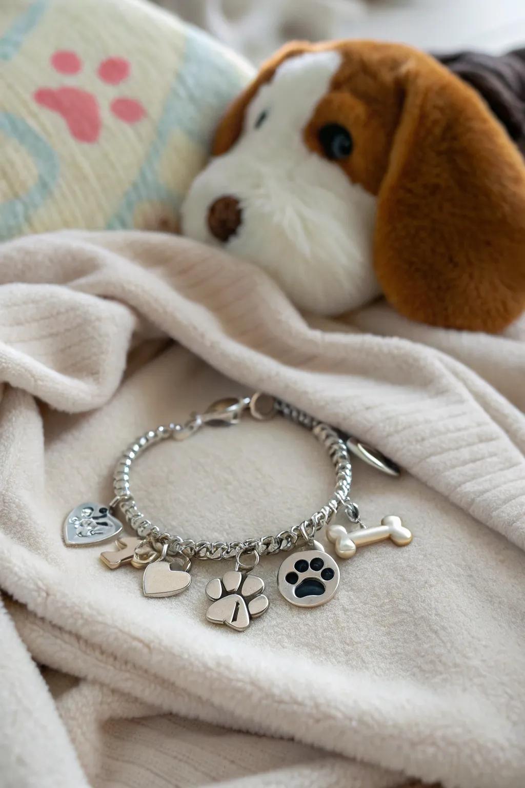 A charming tribute to your beloved pets, captured in a bracelet.