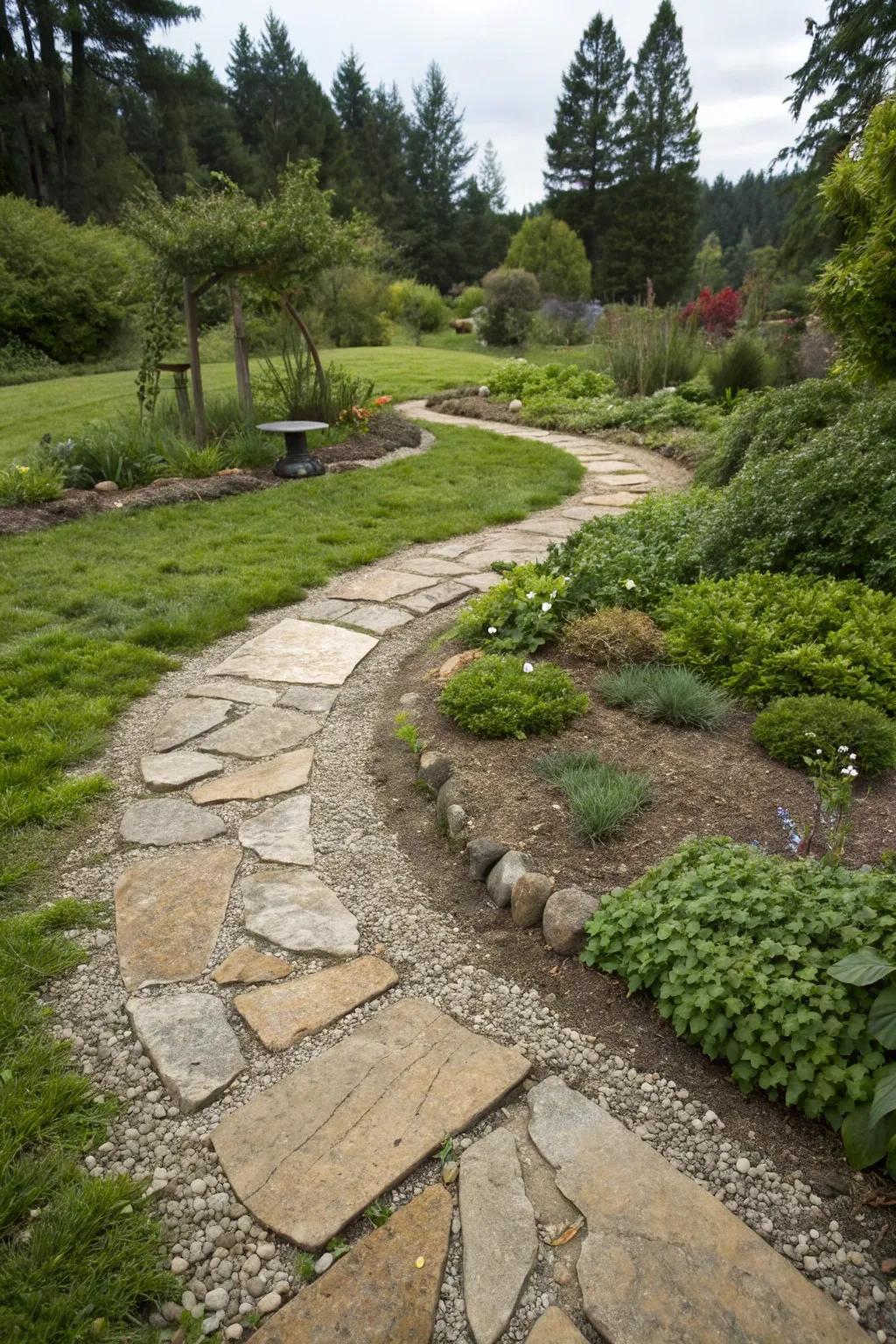 Flagstone and decomposed granite provide an elegant garden path.