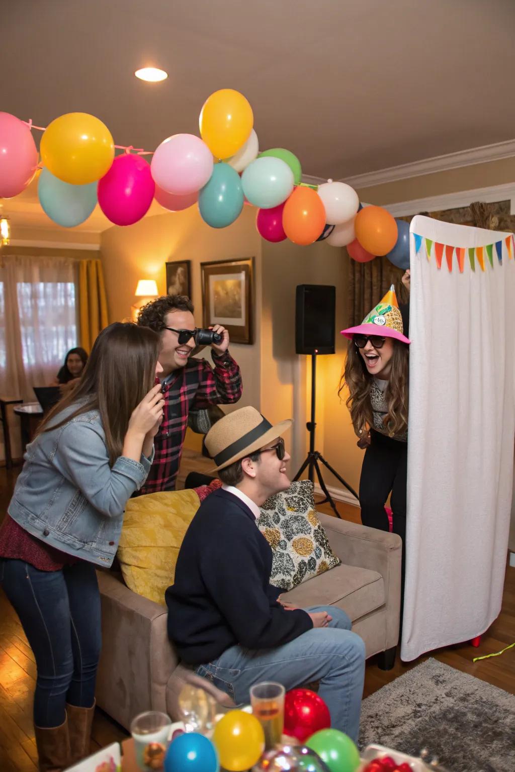 A DIY photo booth creates fun photo opportunities for guests.