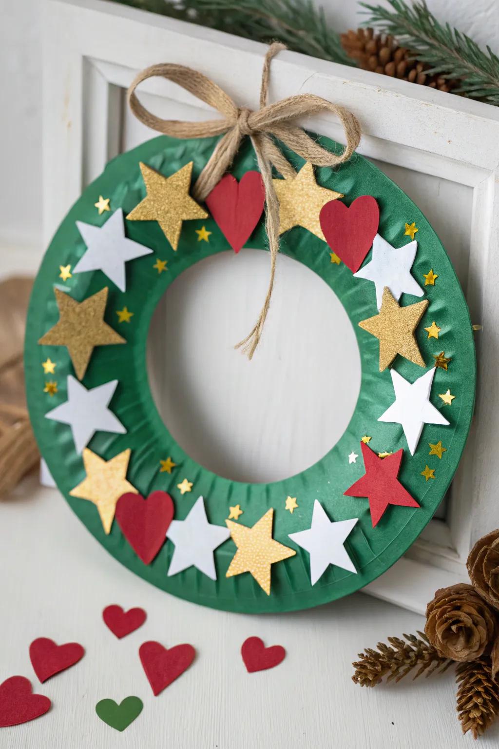 Crafting memories: A vibrant and easy-to-make paper plate wreath perfect for little hands this Christmas season.