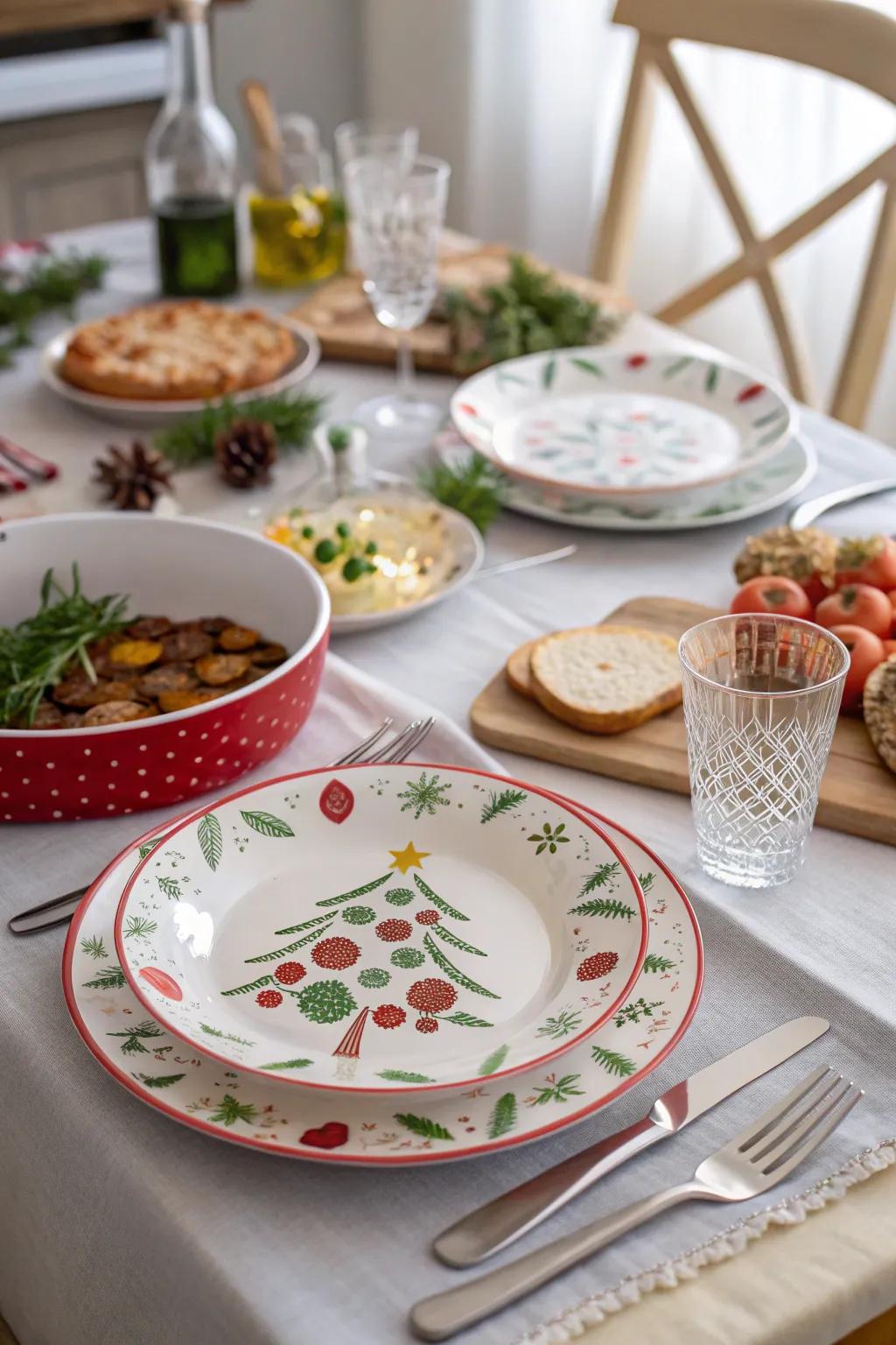 Incorporate a few seasonal dishware pieces for a festive dining experience.