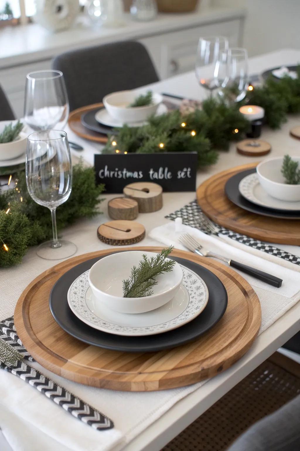 Miniature wreaths bring a modern touch to your holiday table.