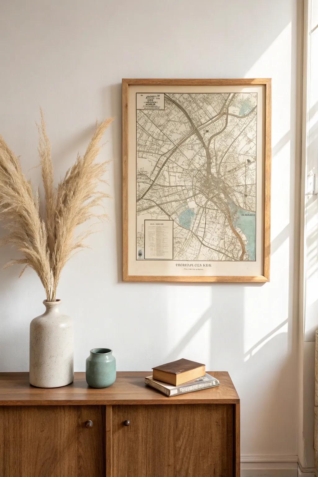 Transport your space to another era with a vintage Paris city map, where history meets modern minimalism.