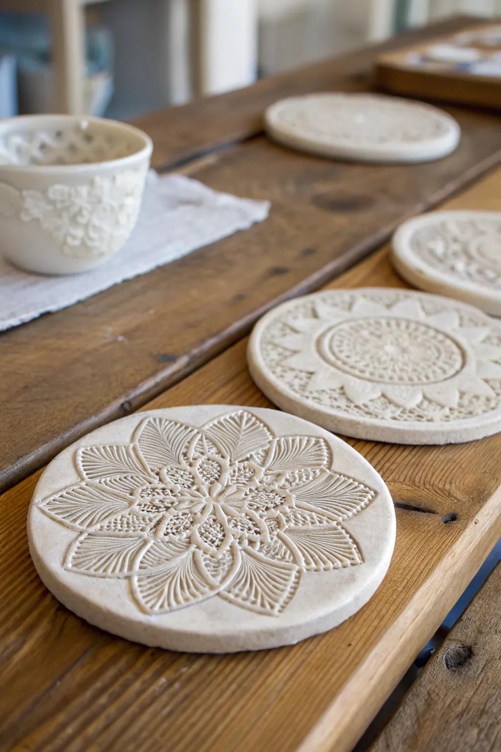 Stamped designs offer a unique and personal touch to coasters.