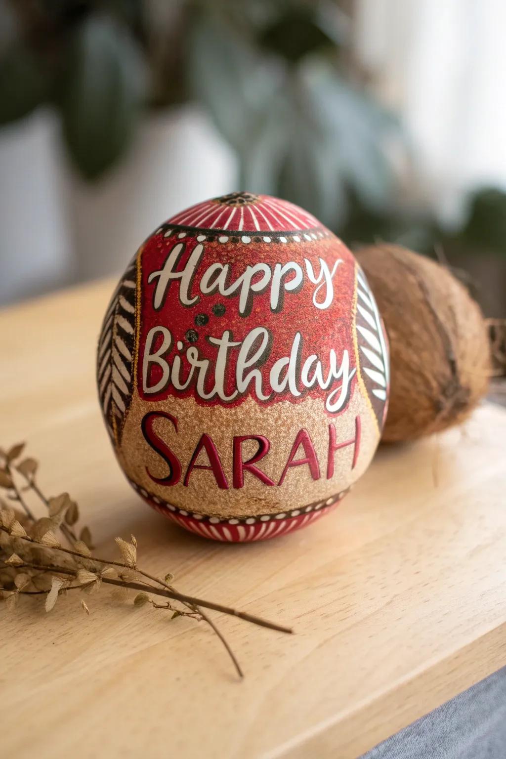 Add a personal touch to your gifts with beautifully painted coconuts – perfect for any occasion!