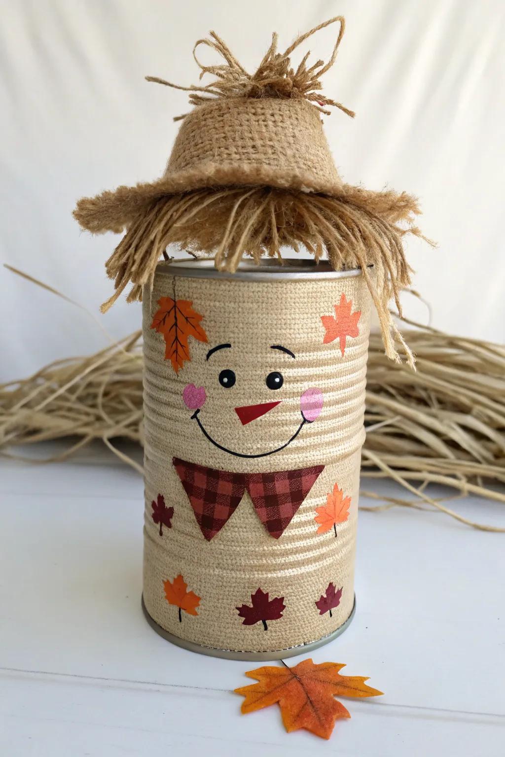 Embrace the fall spirit with this charming DIY coffee can scarecrow—simple, stylish, and perfect for a cozy autumn decor!