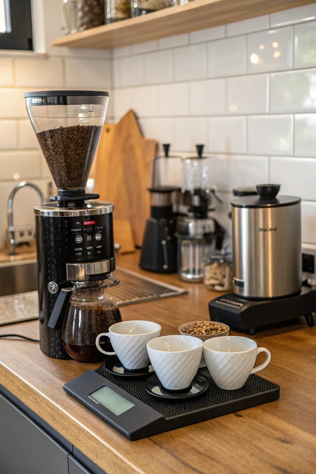 A well-equipped brewer's corner, perfect for crafting the perfect cup of coffee.