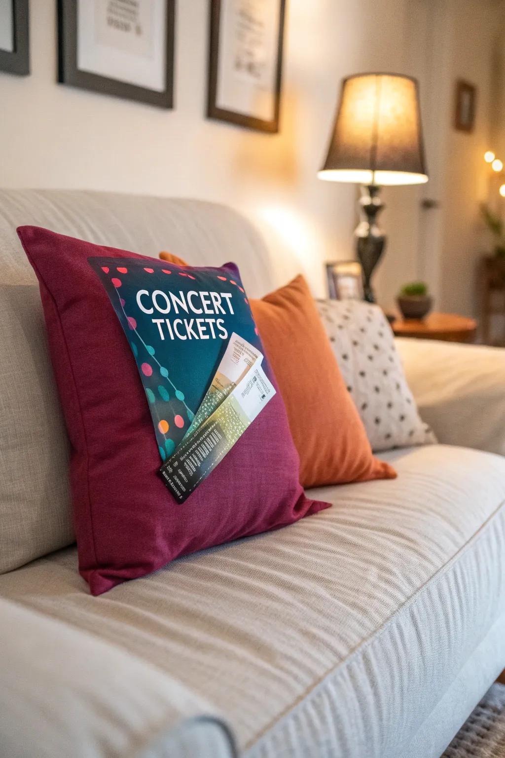 A comfy and creative place to hide concert tickets.