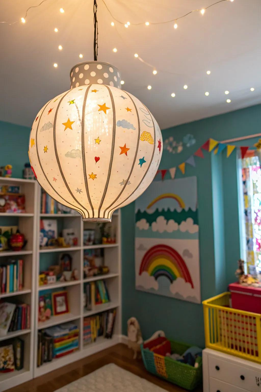 Playful light fixtures bring personality and charm to a kids' room.