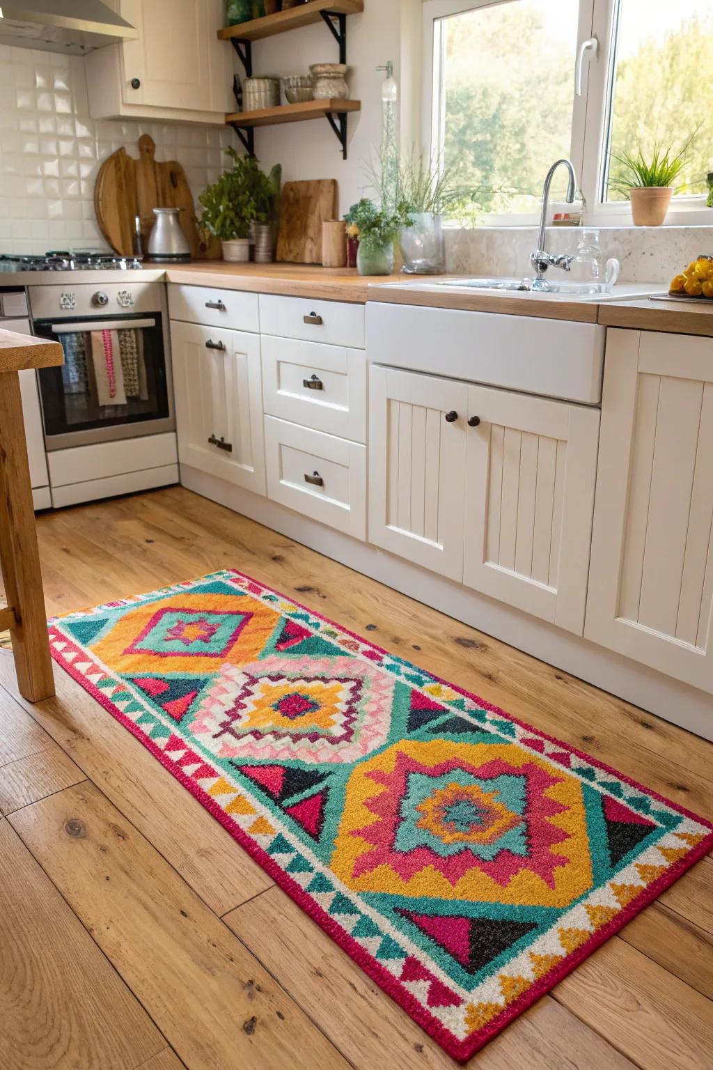 A soft rug can add warmth and charm to your kitchen.