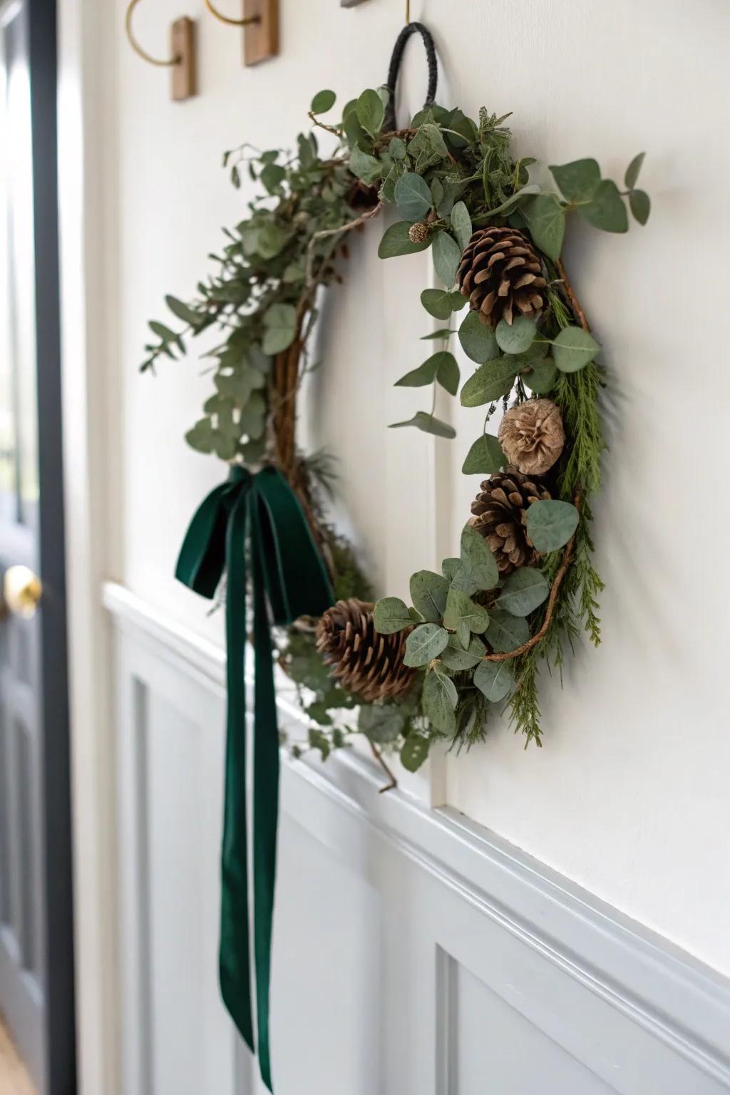 Bring a touch of seasonal cheer to your dolls' home with this handcrafted mini wreath. Perfect for adding cozy vibes and festive spirit.