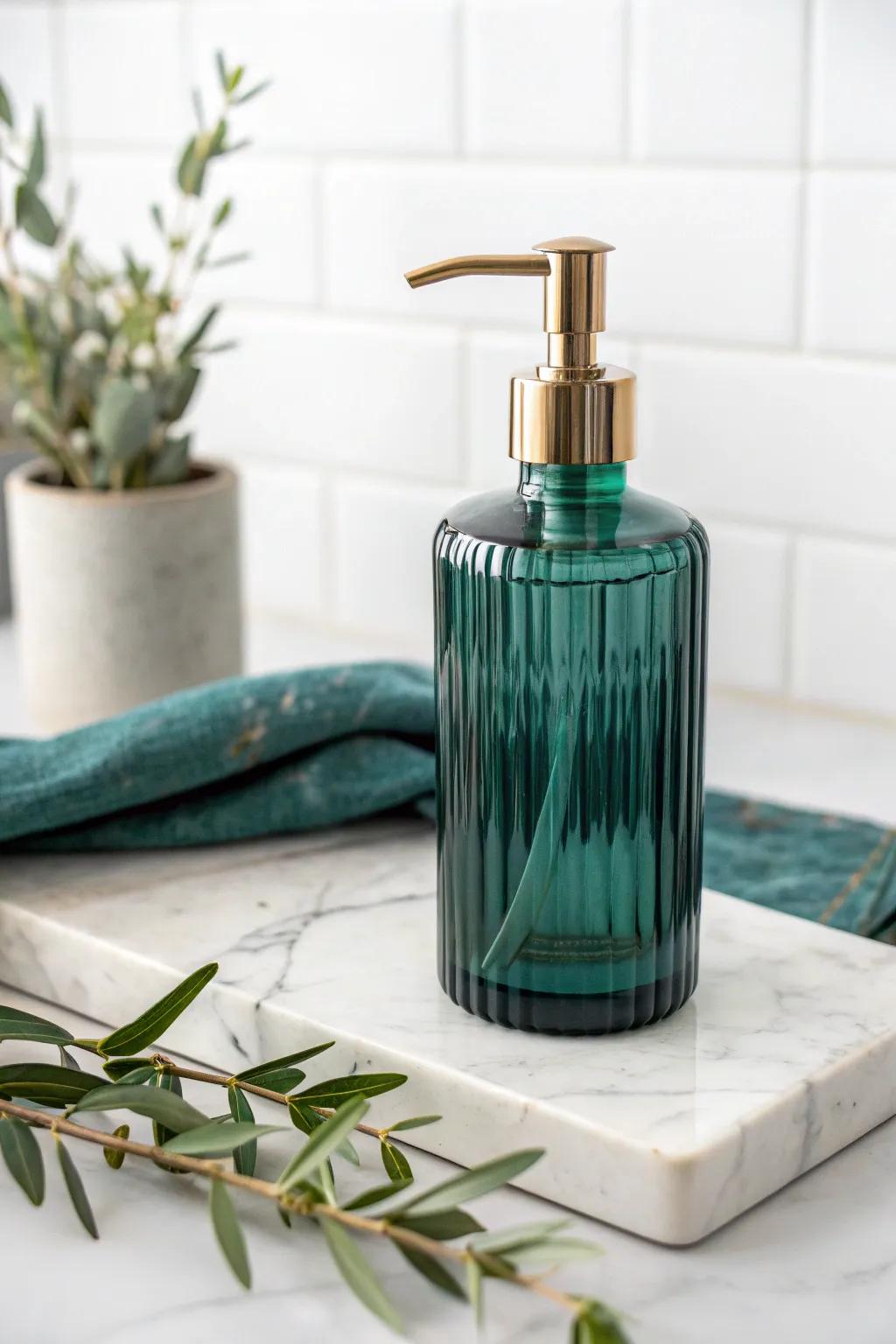 Elevate your bathroom decor with a touch of eco-friendly elegance. 🌿✨ #GlassBottleCrafts #ScandiBohoStyle