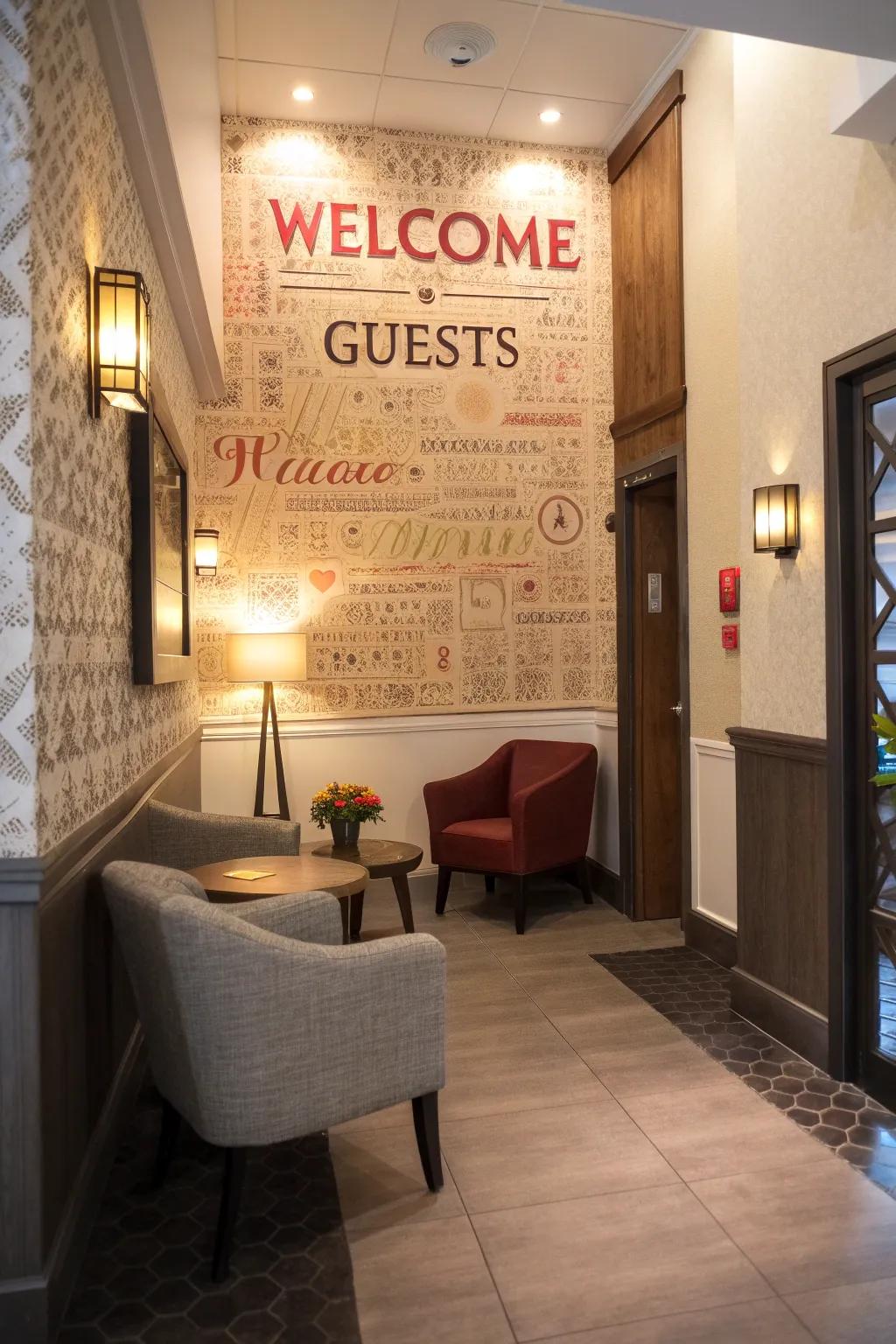 Create a warm welcome with an entryway word cloud.