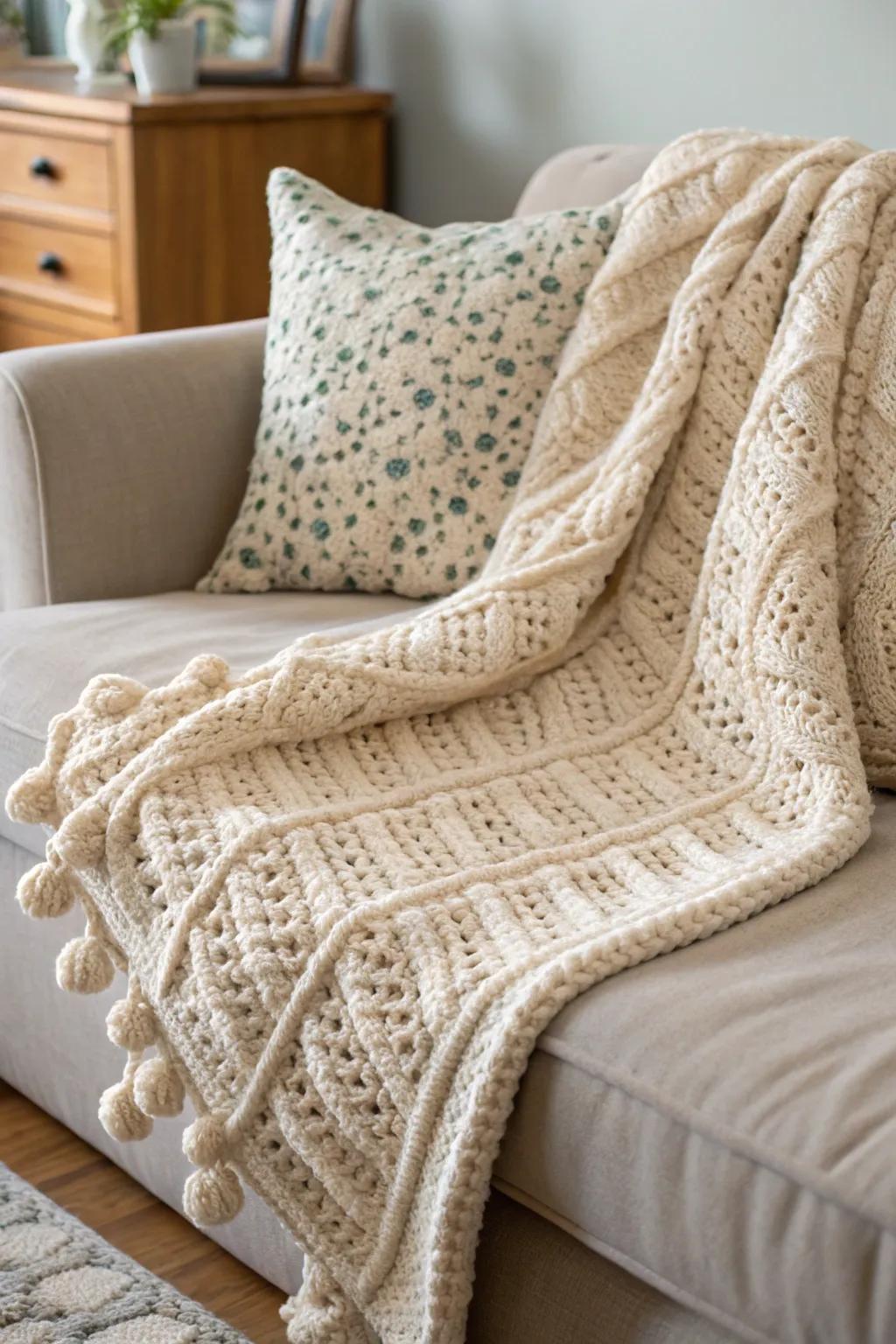 Bring texture to your space with a bobble stitch crochet blanket.