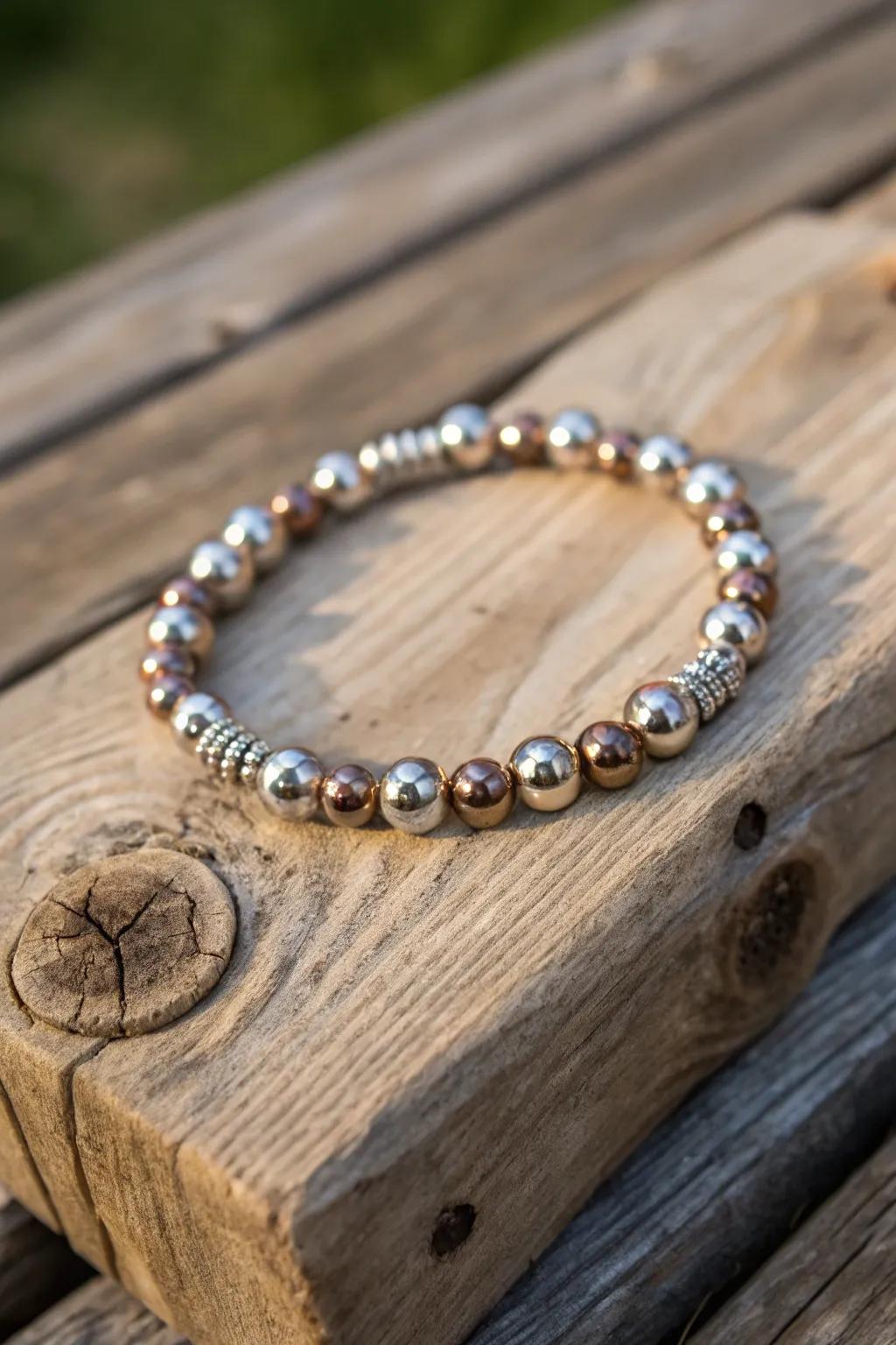 Metallic accents add a touch of elegance to everyday bracelets.