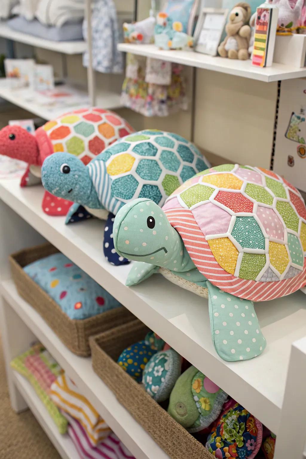 These adorable fabric turtles add charm to any nursery.