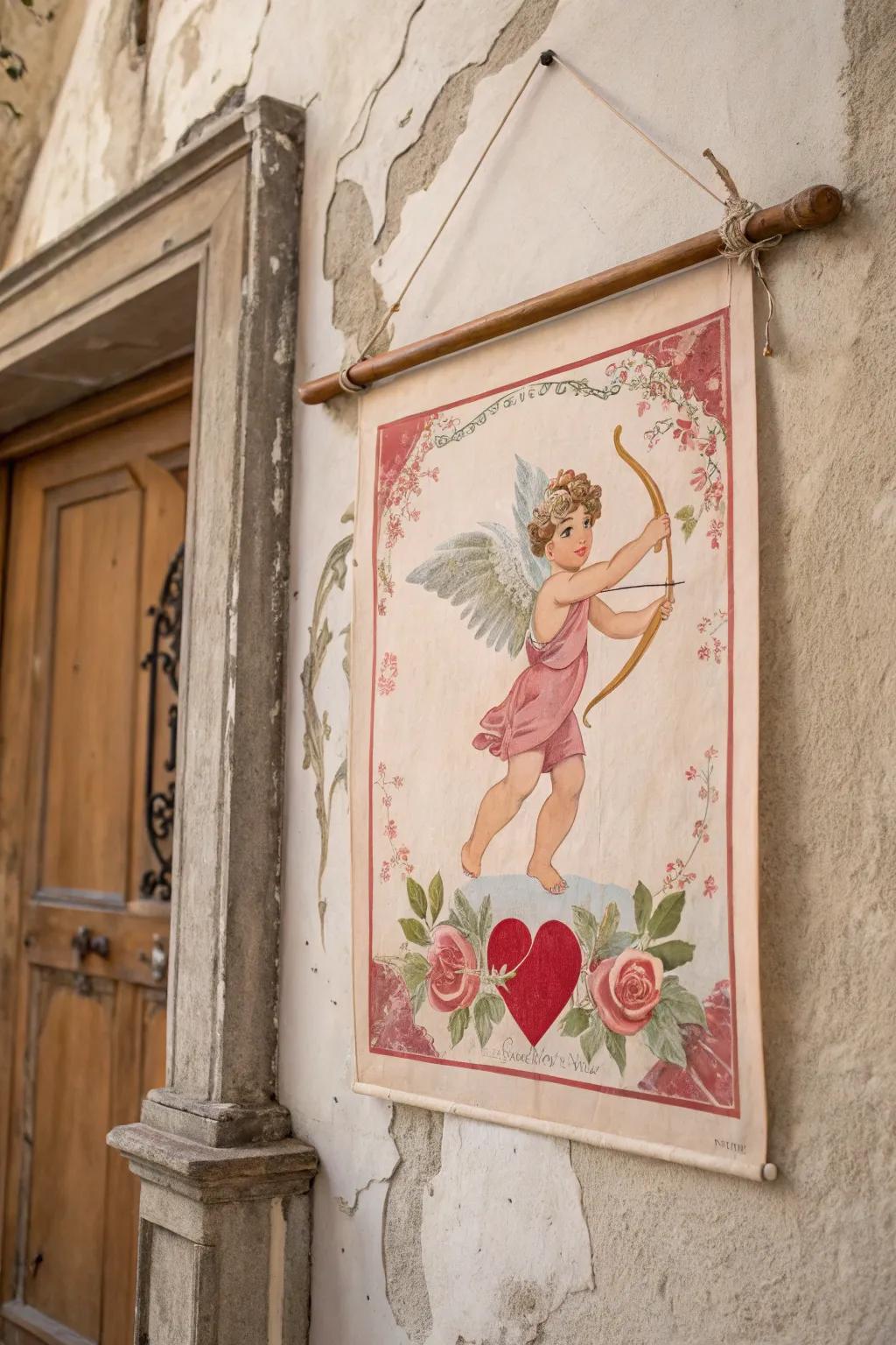 Add nostalgic charm with a vintage Valentine's Day poster.