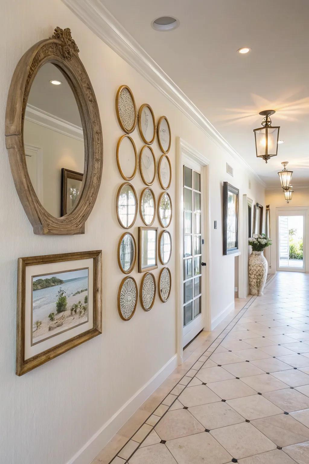 Mirrors not only brighten a space but add a touch of elegance.