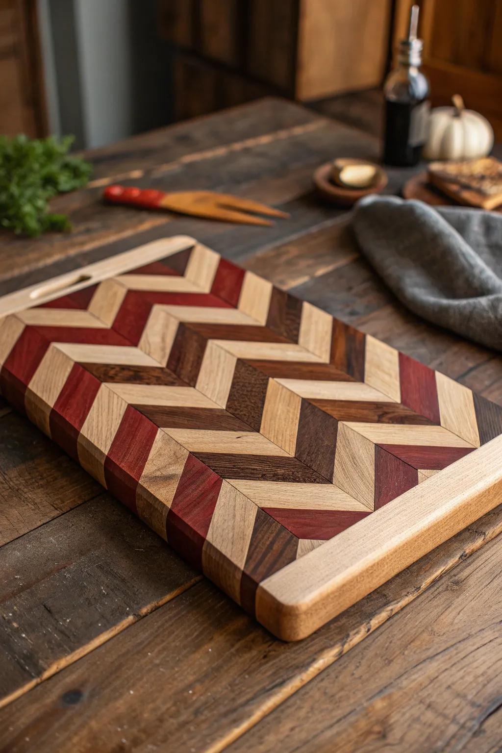 Elevate your kitchen with the timeless elegance of a chevron cutting board. Perfect for those who appreciate true craftsmanship.