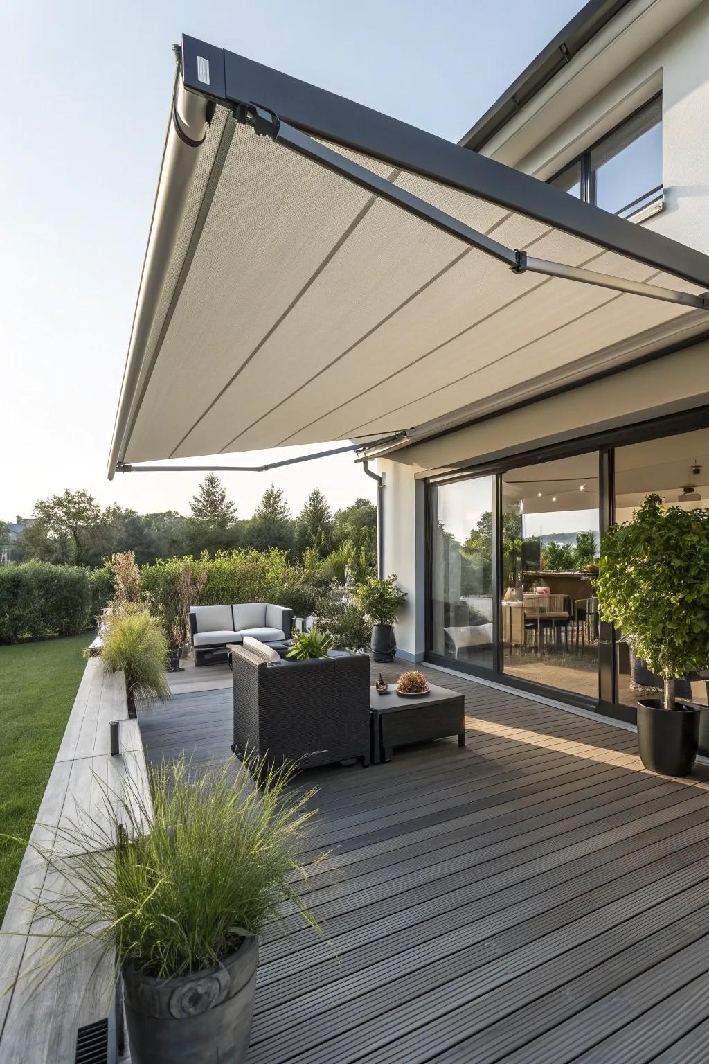 Enjoy flexible shade with retractable awnings.