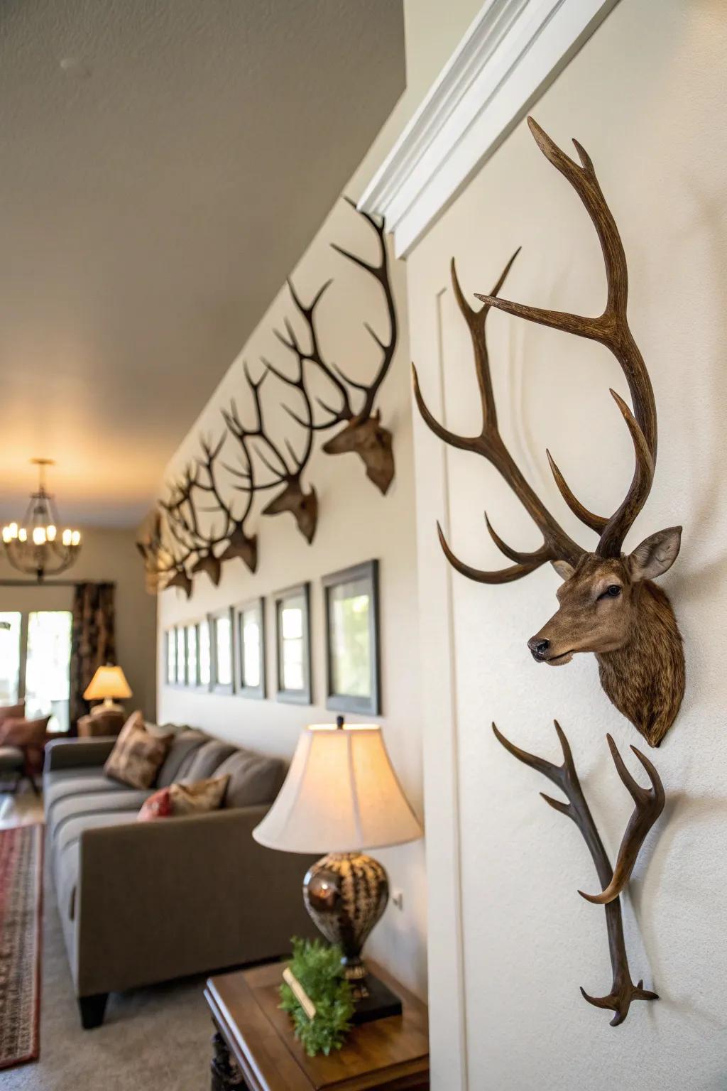 Make a bold statement with antler wall art.