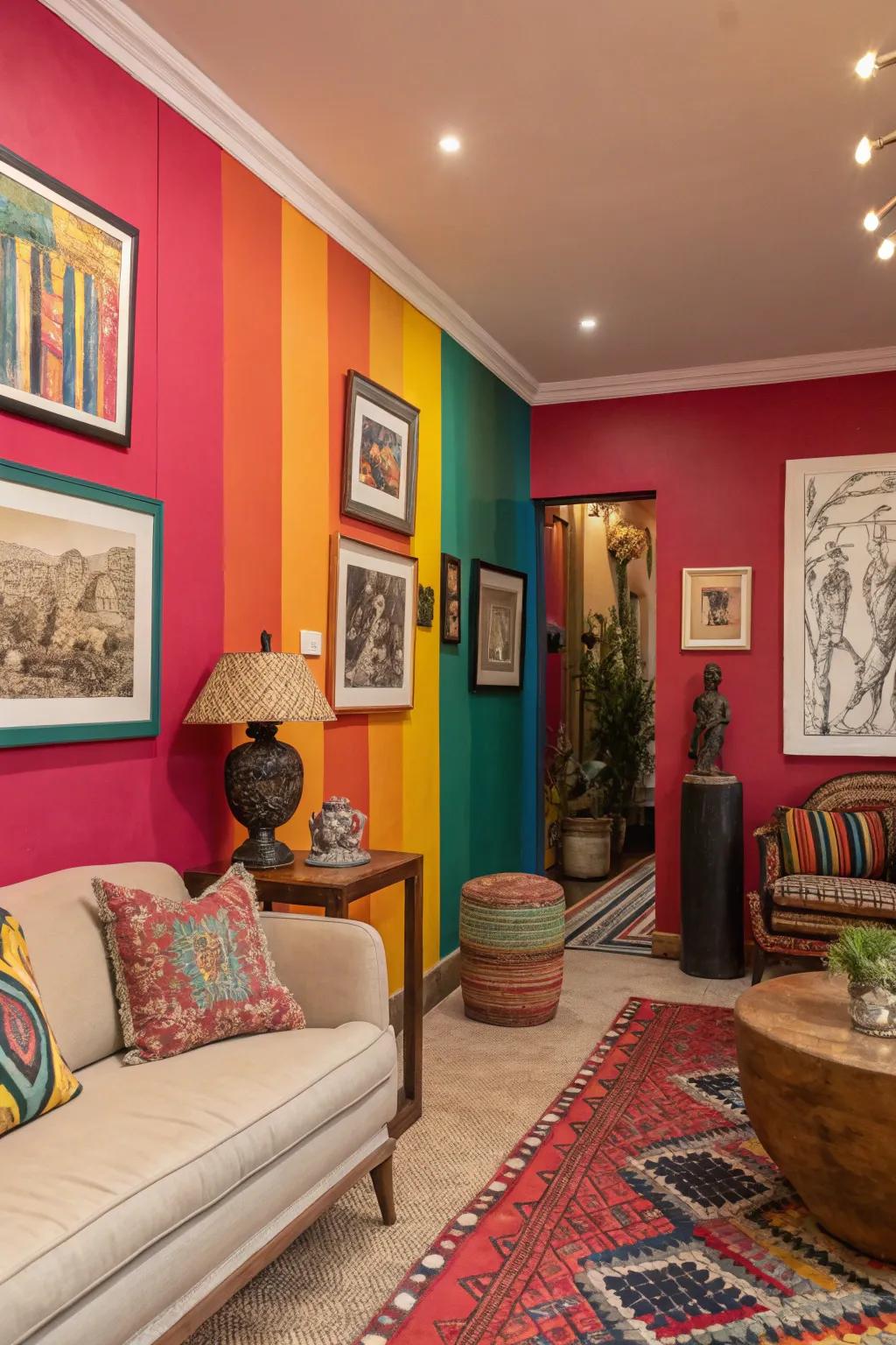 Use bold colors to make a statement in your den.