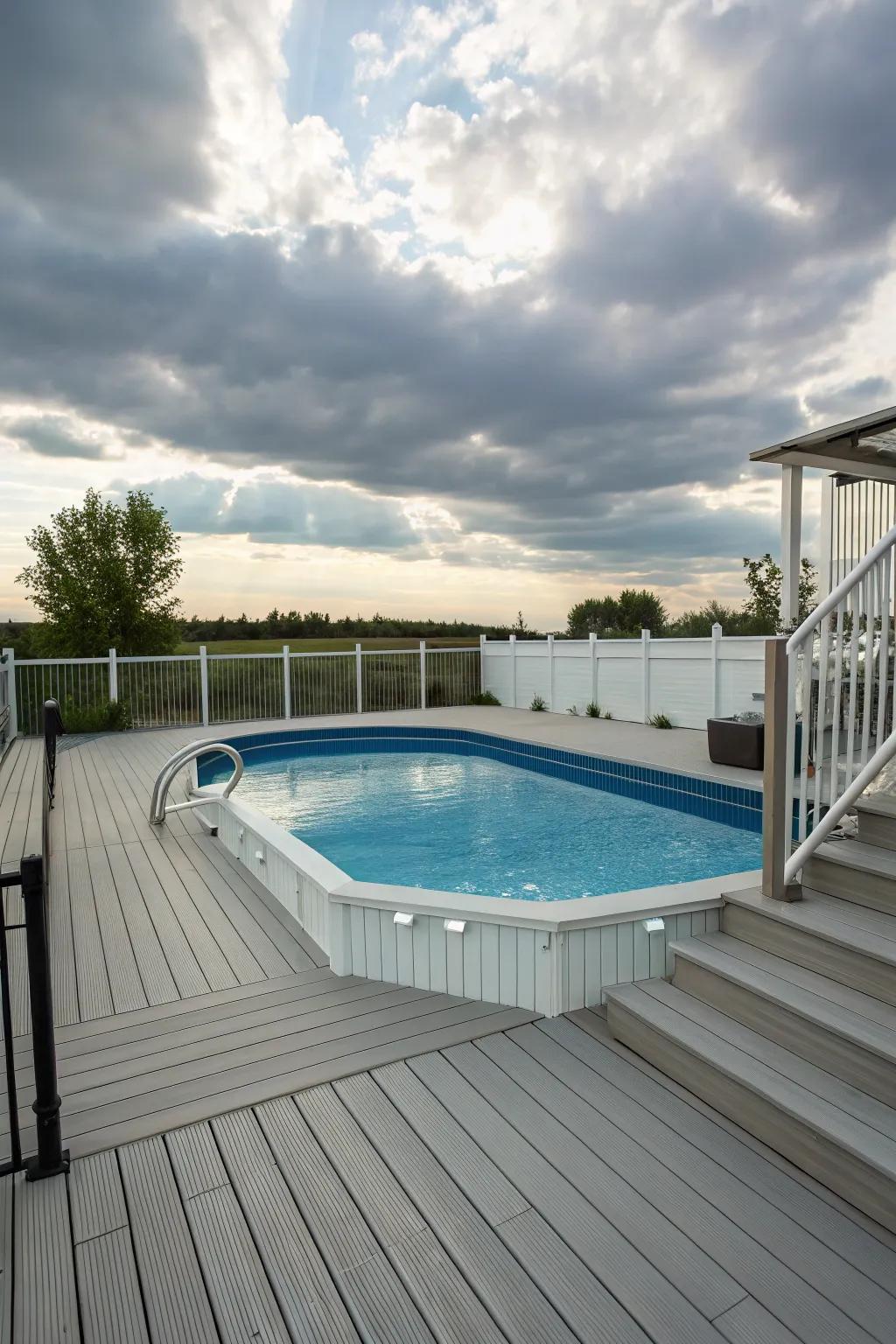 Composite decking offers a durable, low-maintenance option for your pool area.