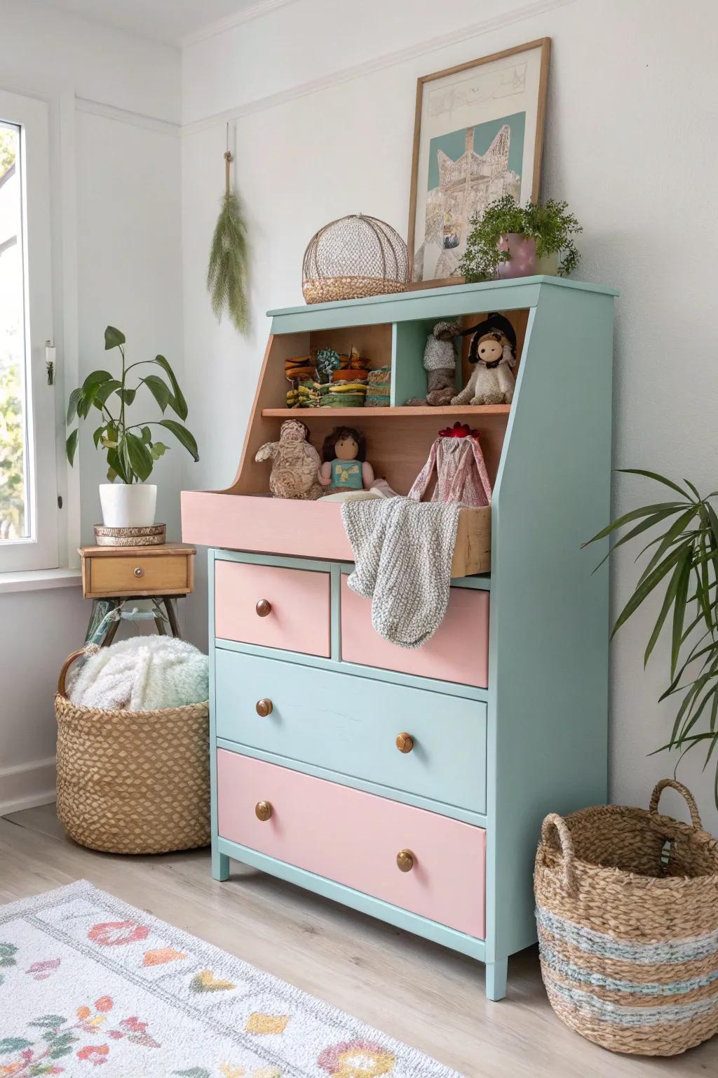 Transform your old dresser into a charming doll haven with a touch of Scandinavian elegance and Boho flair.