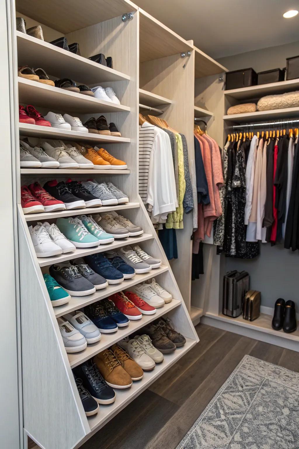 Efficient shoe storage keeps your collection organized and accessible.