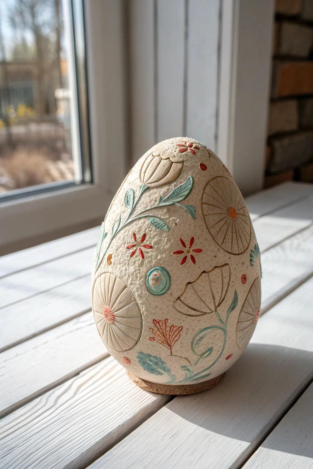 Discover the enchanting allure of a dragon egg inspired by the sea, where simplicity meets storytelling in every textured detail.